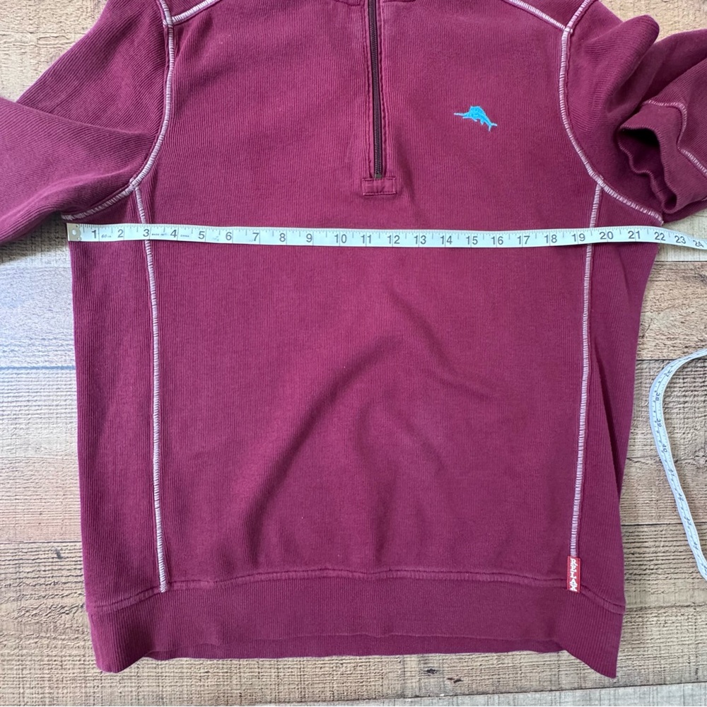 TOMMY BAHAMA RELAX 1/4 Zip 100% Cotton Sweatshirt Small Burgundy Merlot Color - Picture 8 of 9